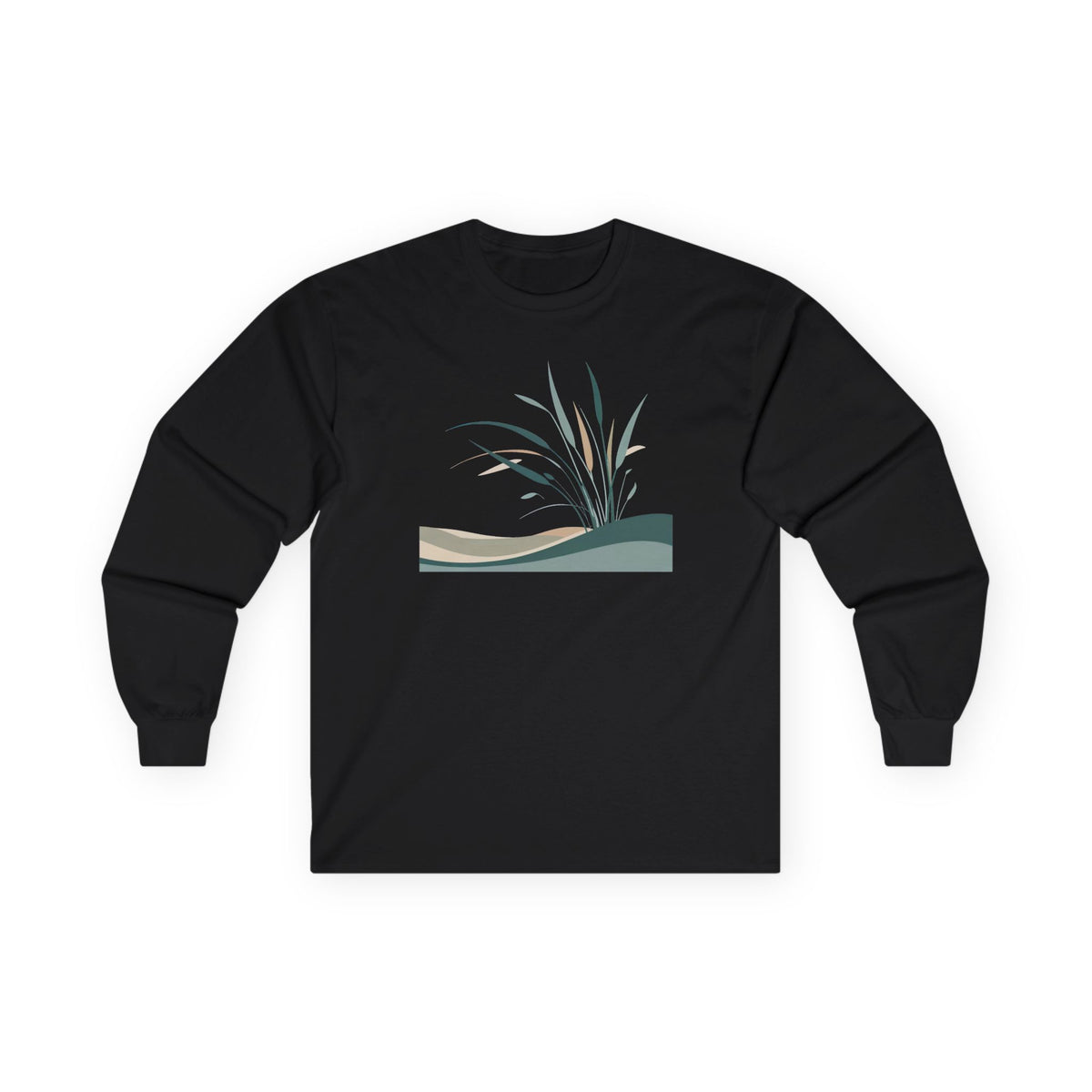 Black | Whispers in the Breeze Long Sleeve Tee, front view