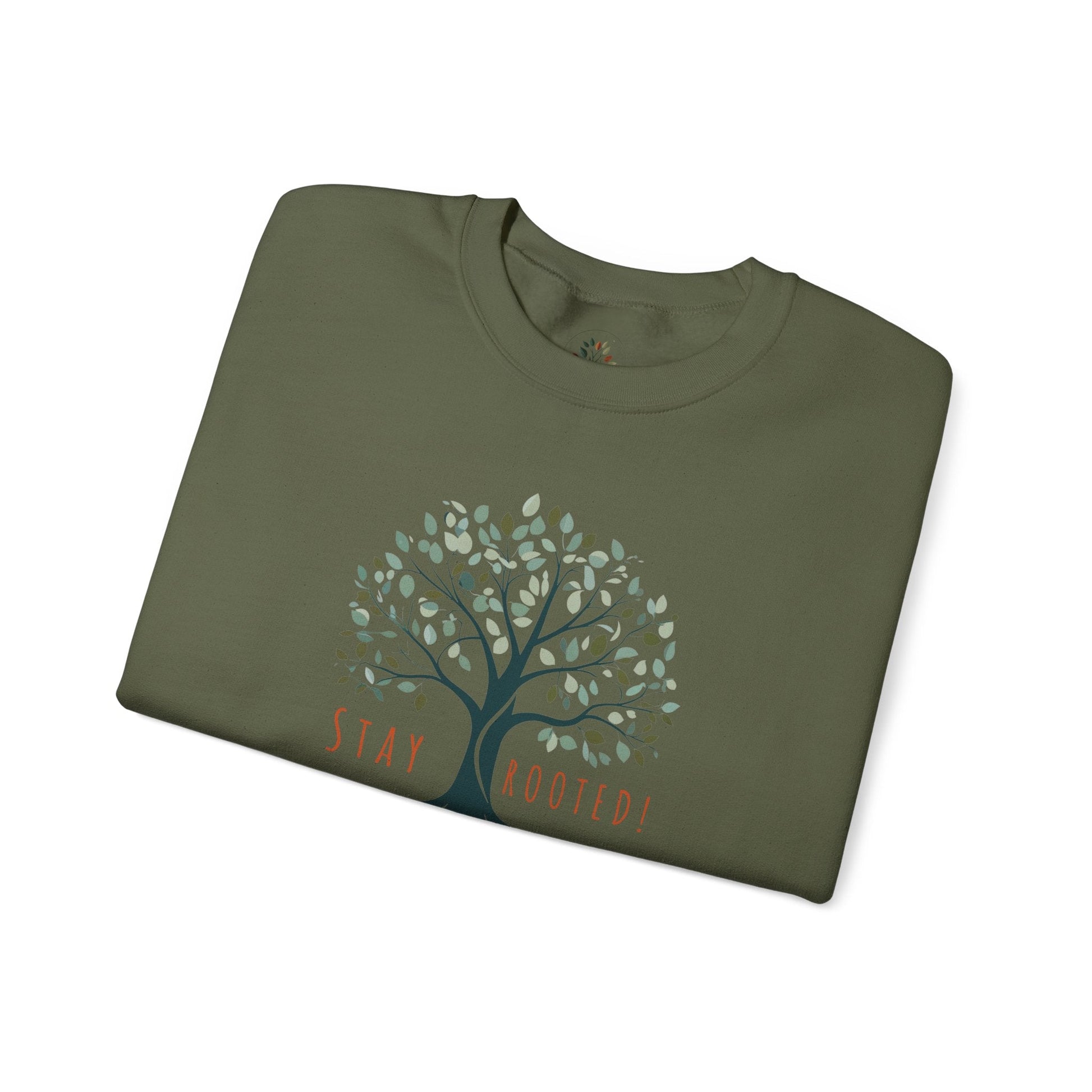 Military Green | Stay Rooted! Sweatshirt, folded view