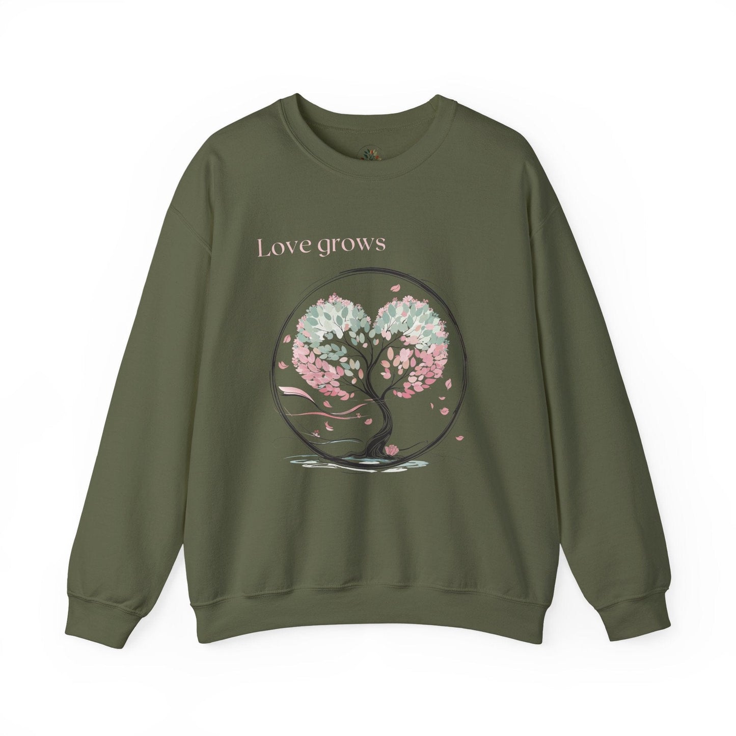Military Green | Love Grows Sweatshirt, front view
