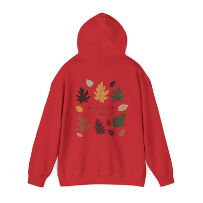 Red | Every Leaf tells a STORY Hoodie, back view 2