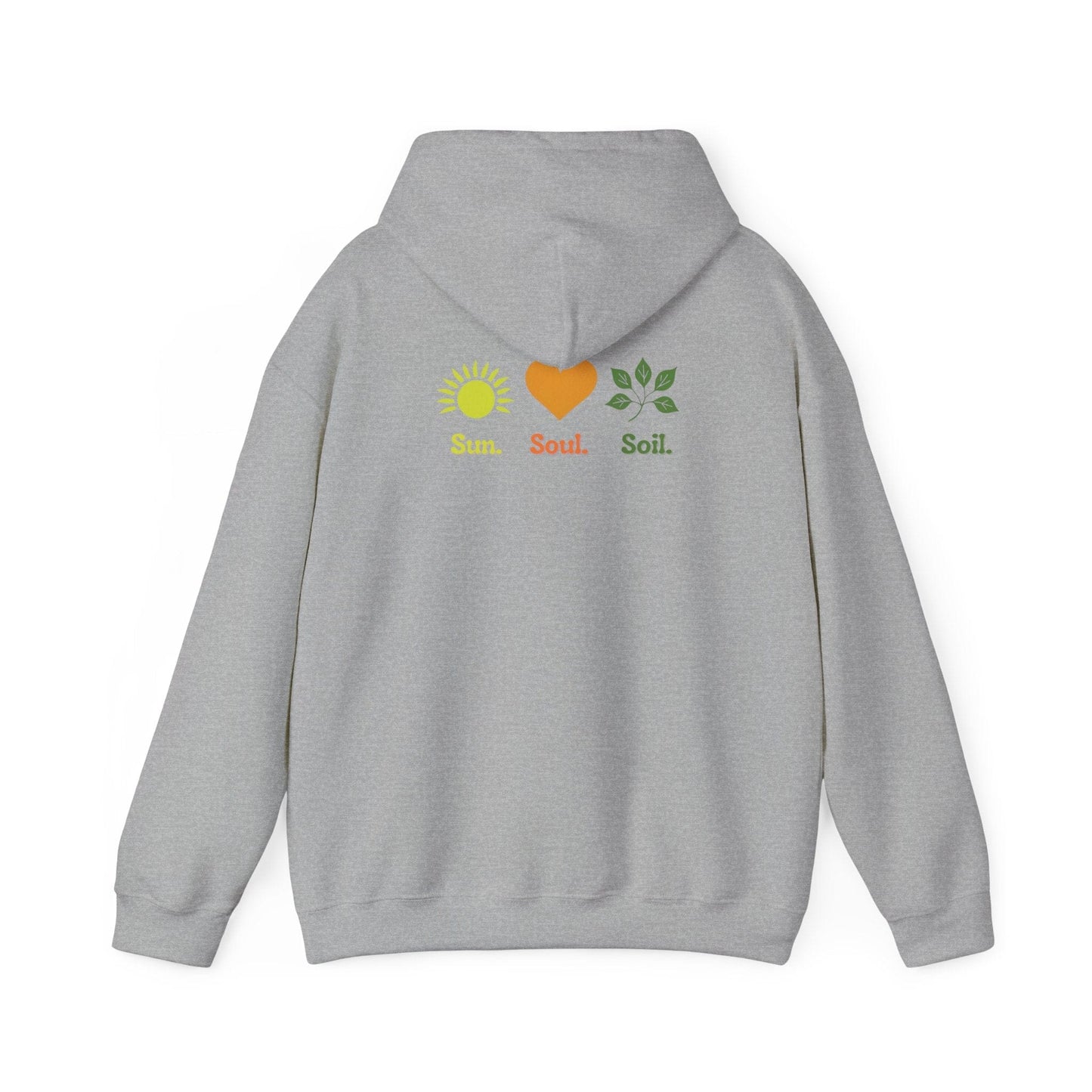 Sport Grey | Sun. Soul. Soil. Hoodie, back design view