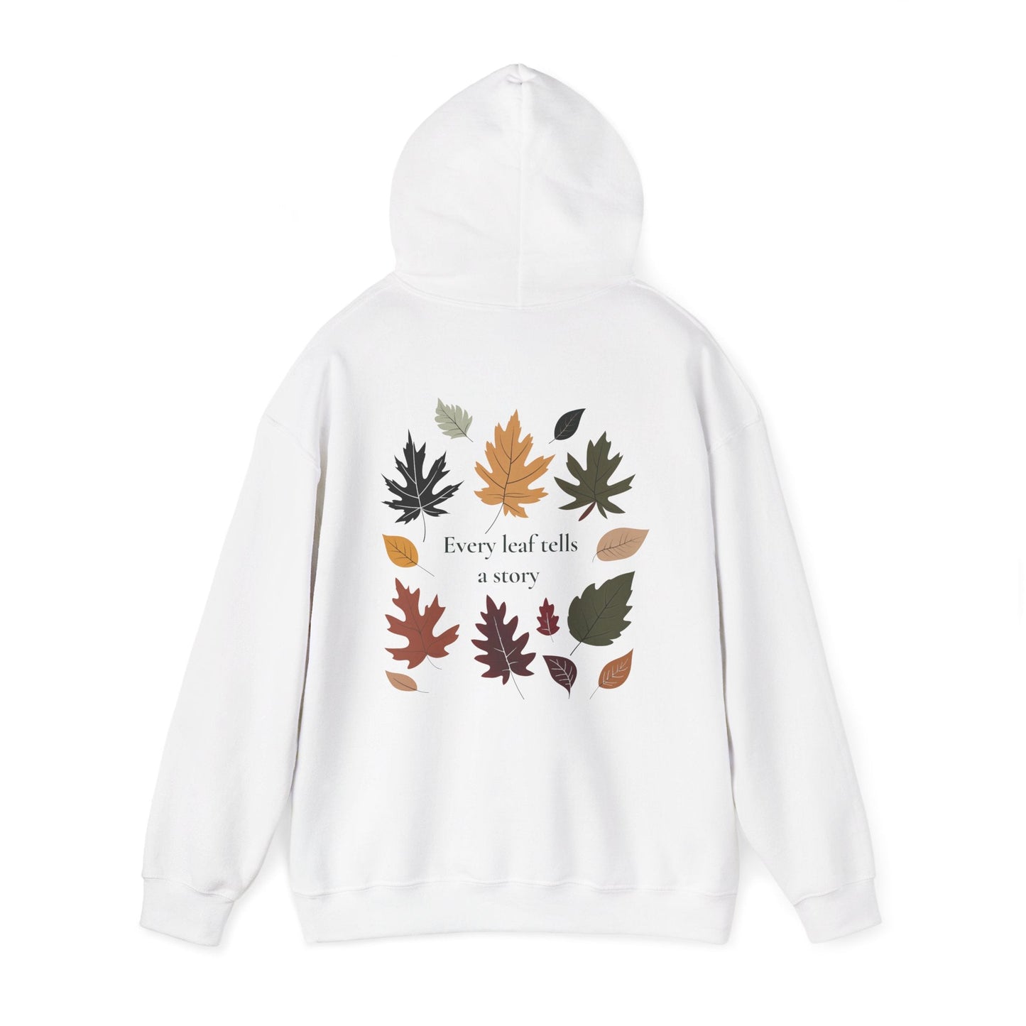 White | Every Leaf tells a STORY Hoodie, back view 2