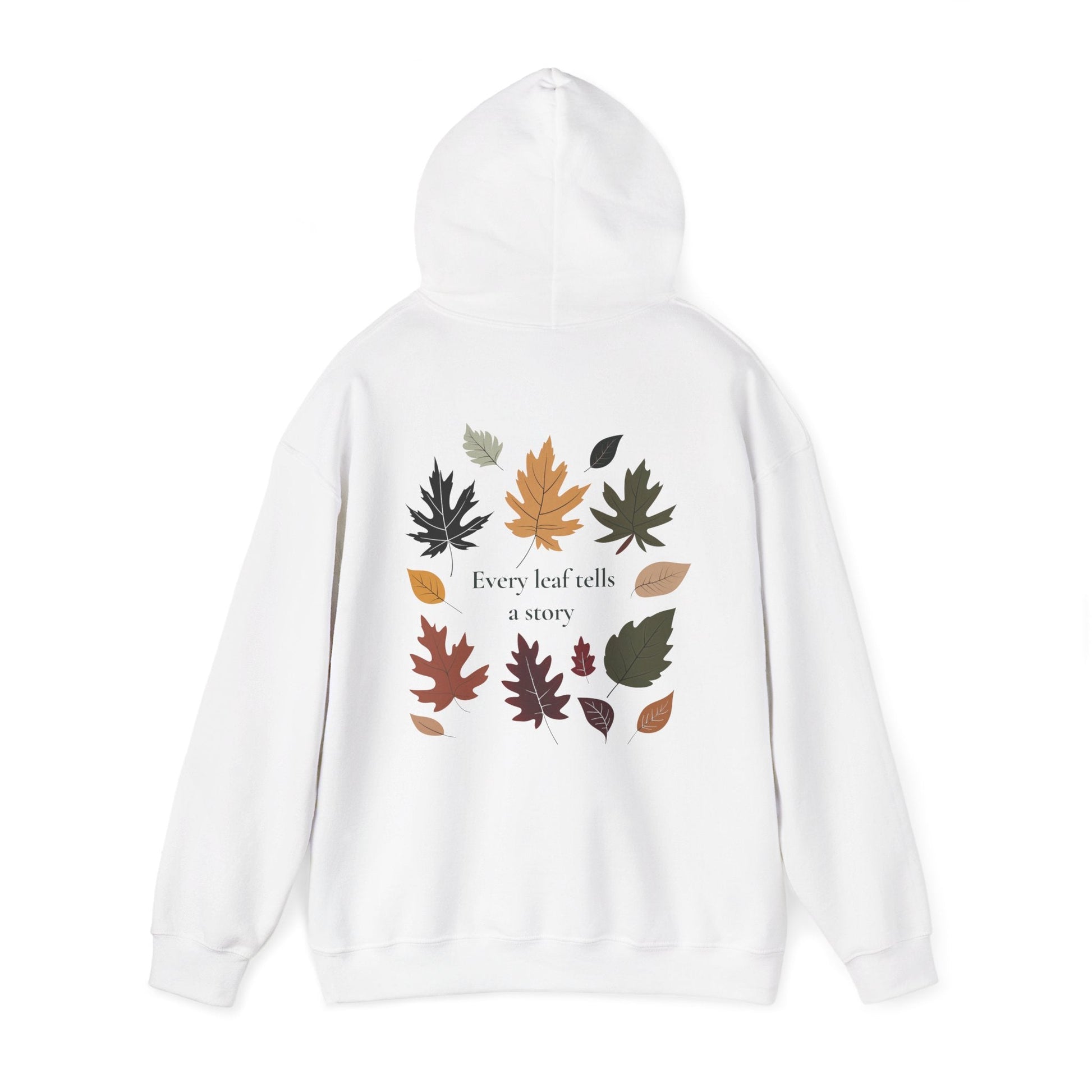 White | Every Leaf tells a STORY Hoodie, back view 2
