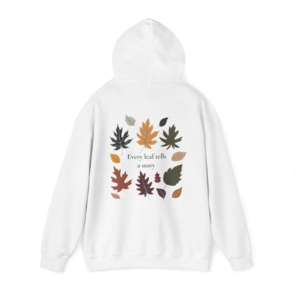 White | Every Leaf tells a STORY Hoodie, back view 2