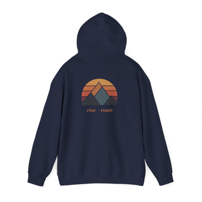 Navy | Rise +Roam Hoodie, back view 2