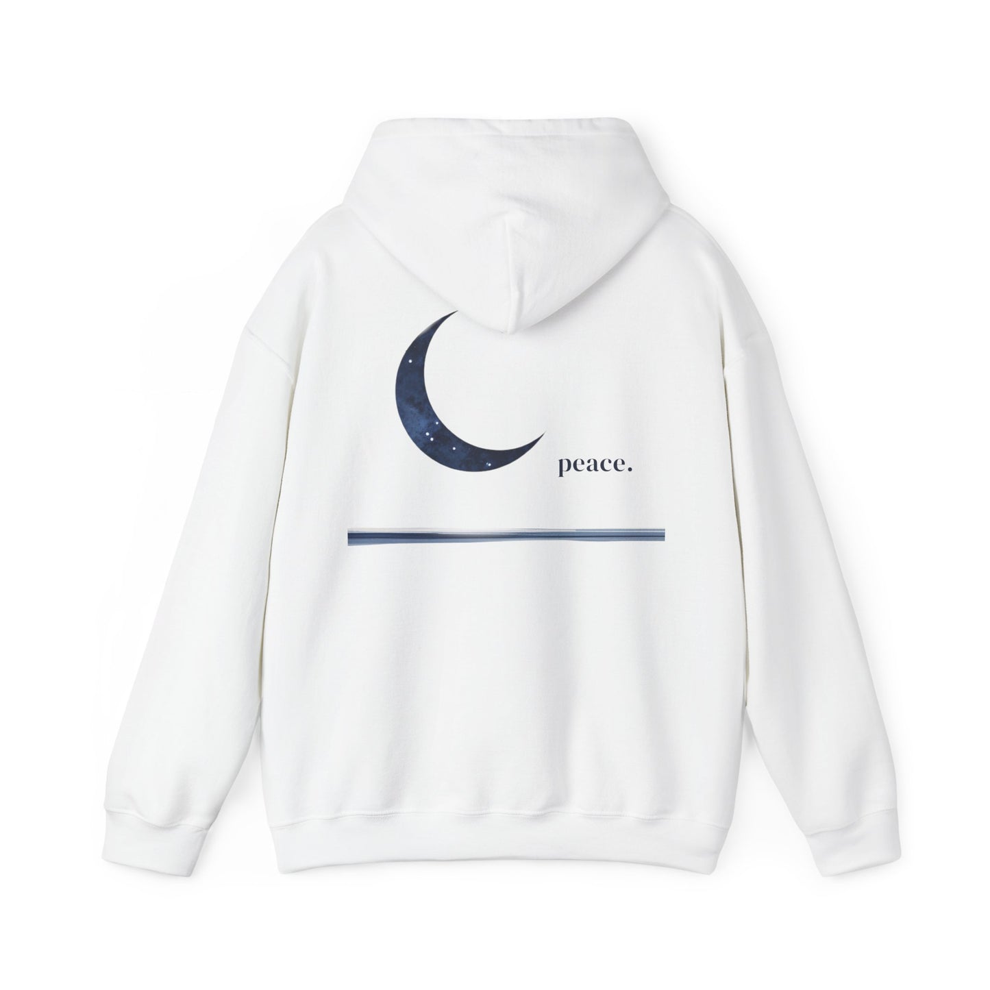 White | Moonlit Peace Hoodie, back design view