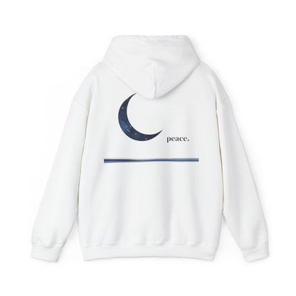 White | Moonlit Peace Hoodie, back design view