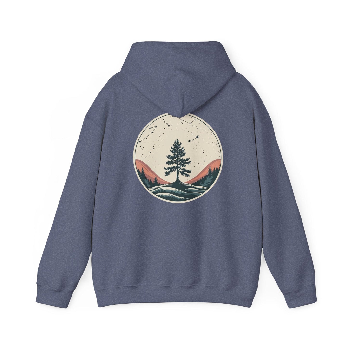 Heather Navy | Rooted in Stars Hoodie, back design view