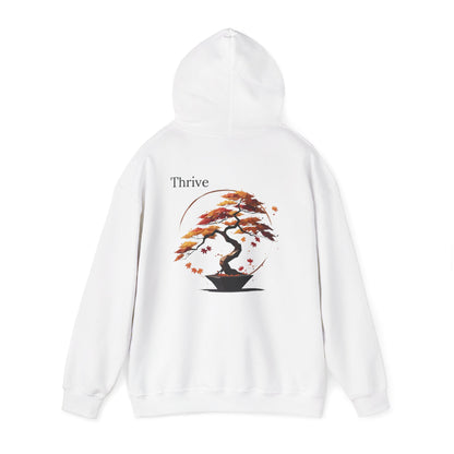 White | Thrive Hoodie, back view 2
