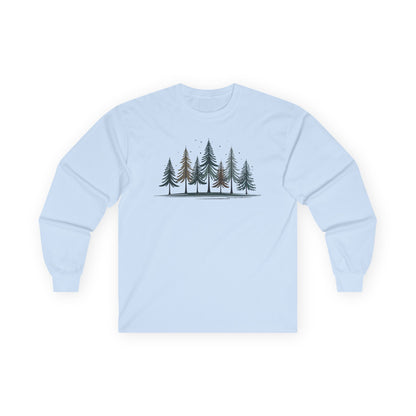 Light Blue | Silent Pines Long Sleeve Tee, front view
