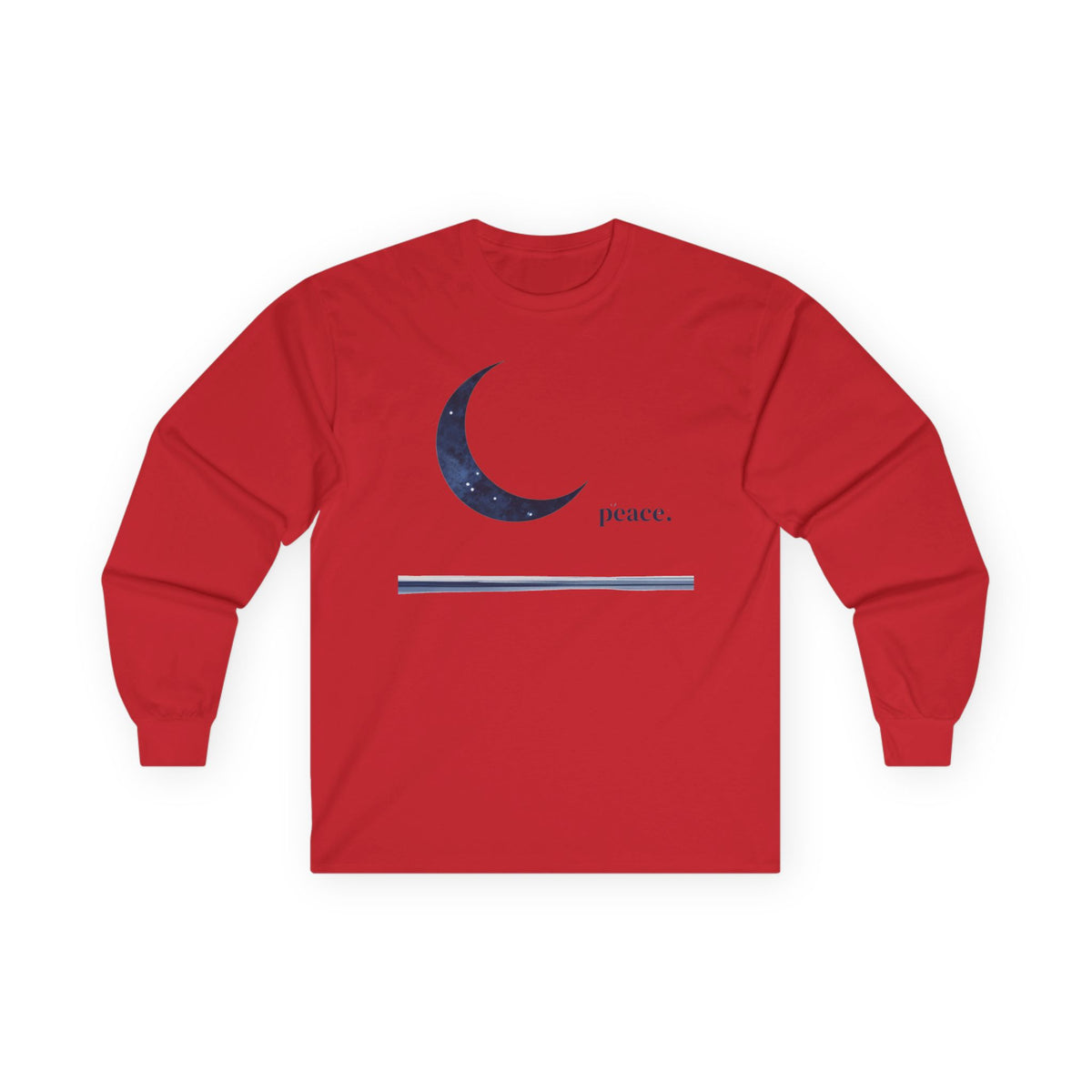 Red | Moonlit Peace Long Sleeve Tee, front view