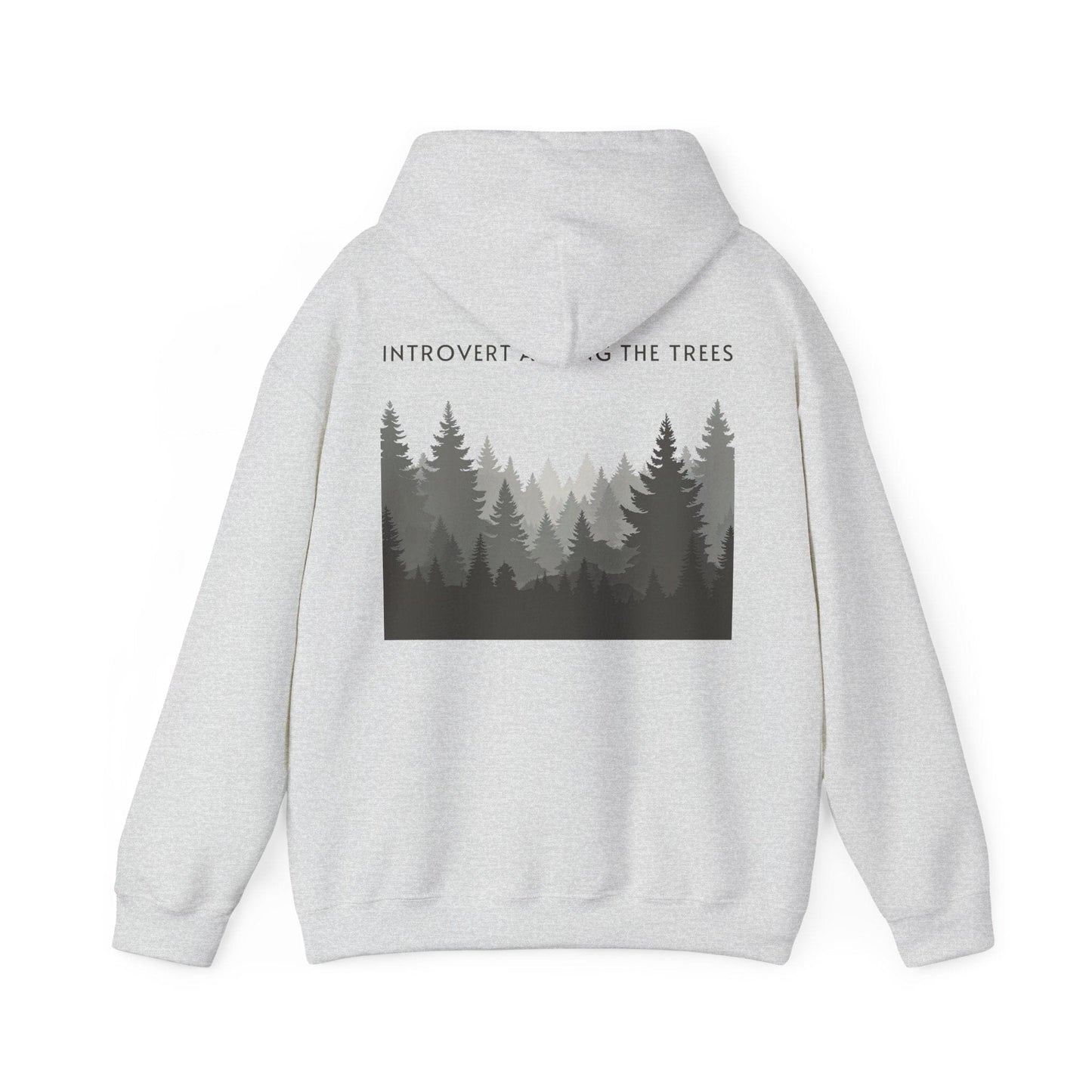 Ash | Introvert Among the Trees Hoodie, back design view