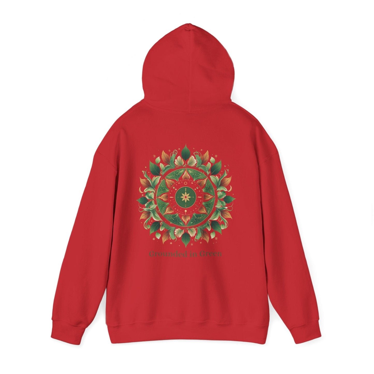 Red | Grounded in Green Hoodie, back view 2