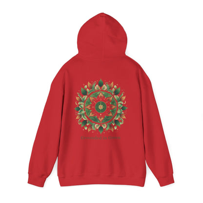 Red | Grounded in Green Hoodie, back view 2