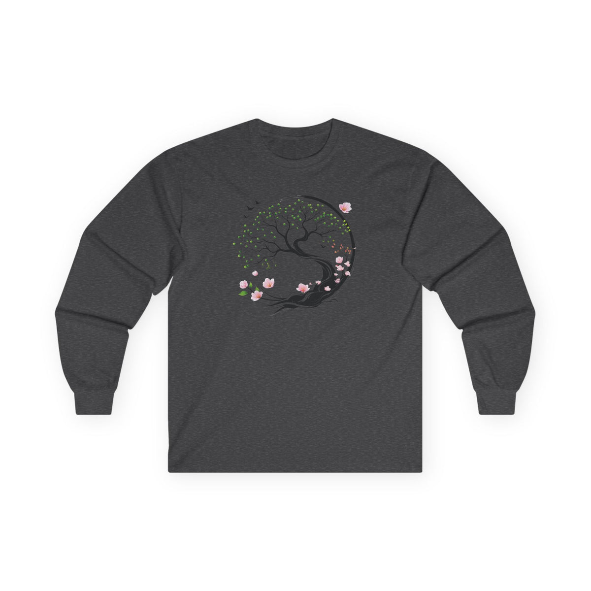 Dark Heather | Unfolding Grace Long Sleeve Tee, front view