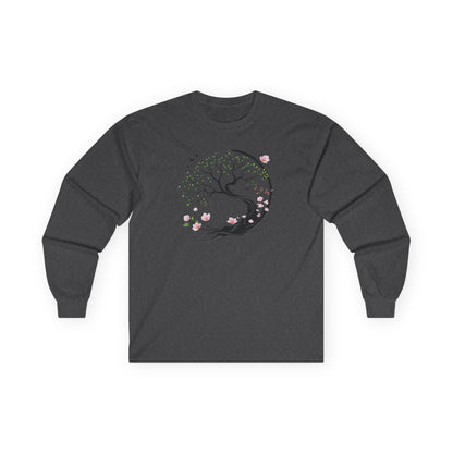 Dark Heather | Unfolding Grace Long Sleeve Tee, front view