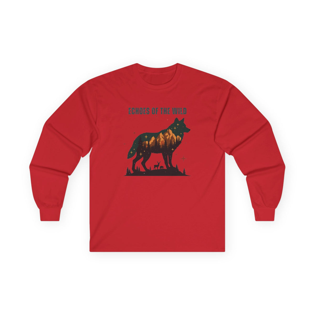 Red | Echoes of the Wild Long Sleeve Tee, front view