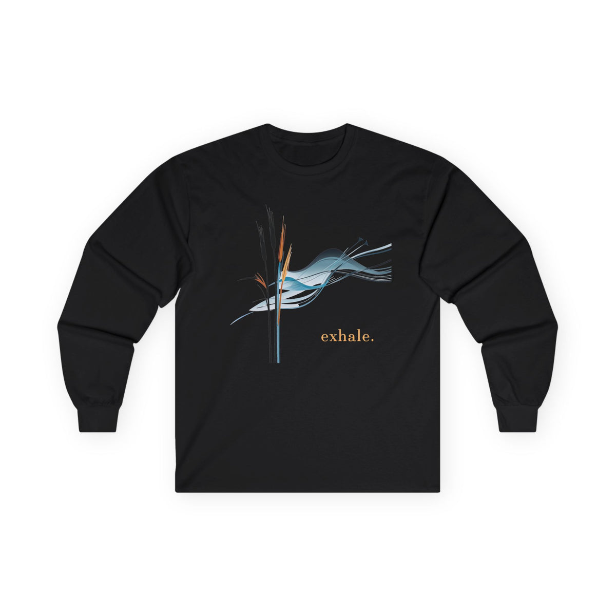 Black | Exhale Long Sleeve Tee, front view