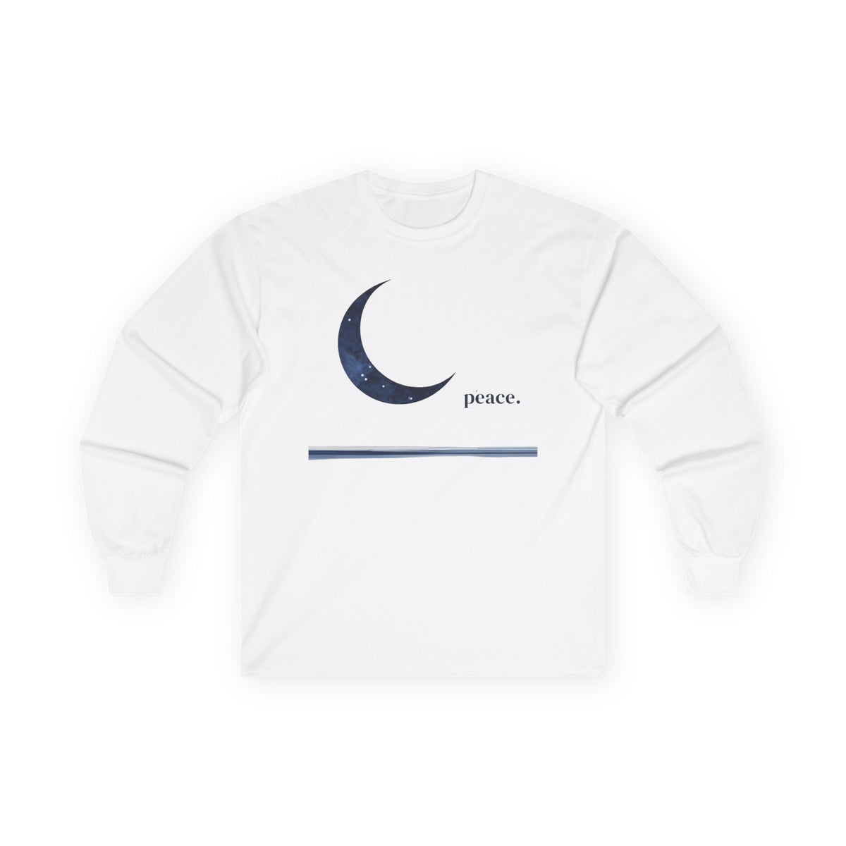 White | Moonlit Peace Long Sleeve Tee, front view