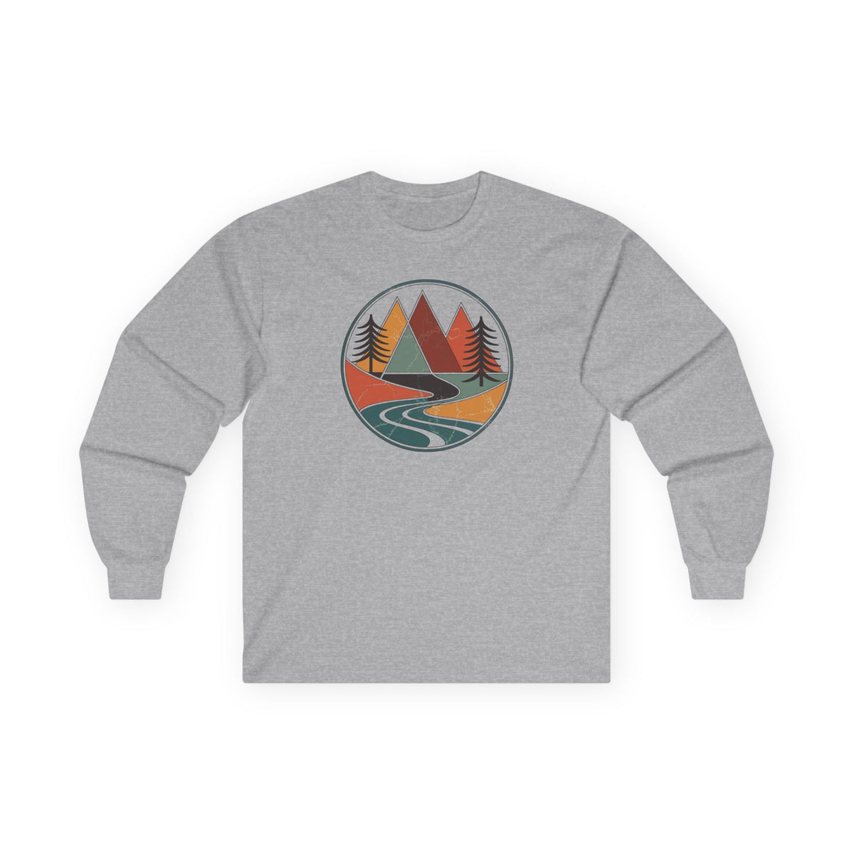 Sport Grey | Retro Horizon Long Sleeve Tee, front view