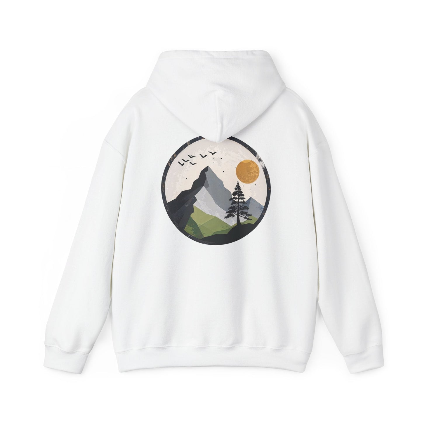 White | Whispering Heights Hoodie, back design view