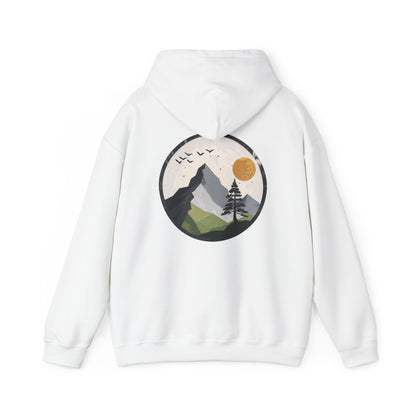 White | Whispering Heights Hoodie, back design view