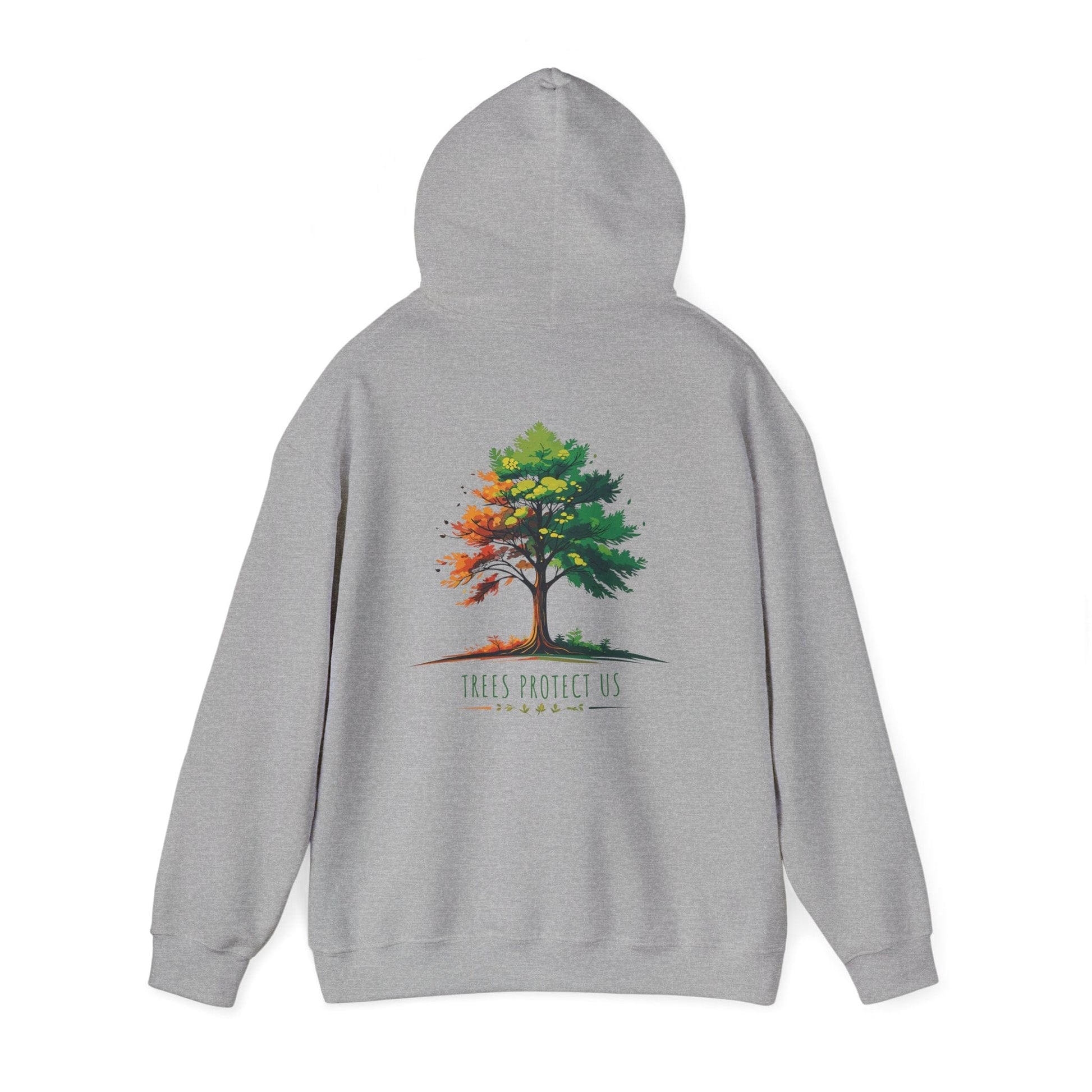 Sport Grey | Trees Protect US Hoodie, back view 2