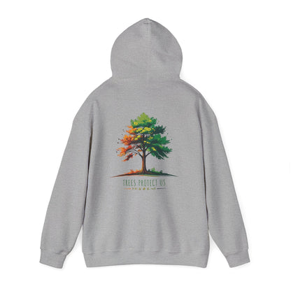 Sport Grey | Trees Protect US Hoodie, back view 2