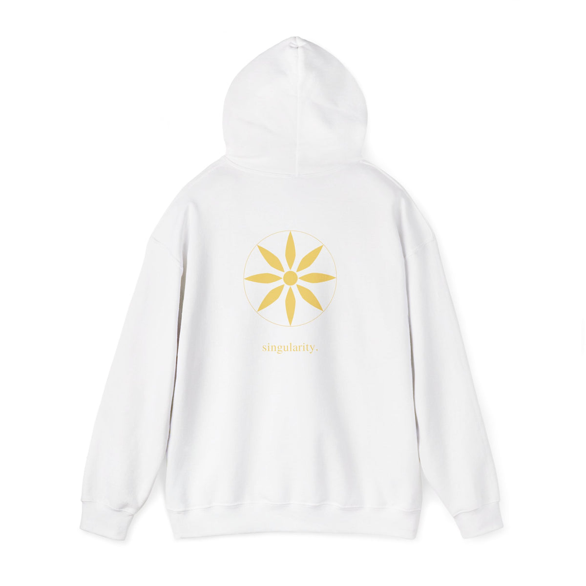 White | Singularity Hoodie, back view 2