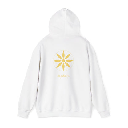 White | Singularity Hoodie, back view 2