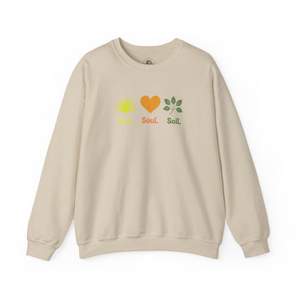 Sand | Sun. Soul. Soil. Sweatshirt, front view