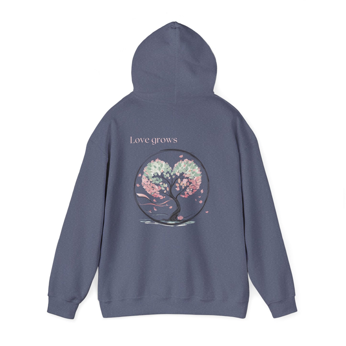 Heather Navy | Love Grows Hoodie, back view 2