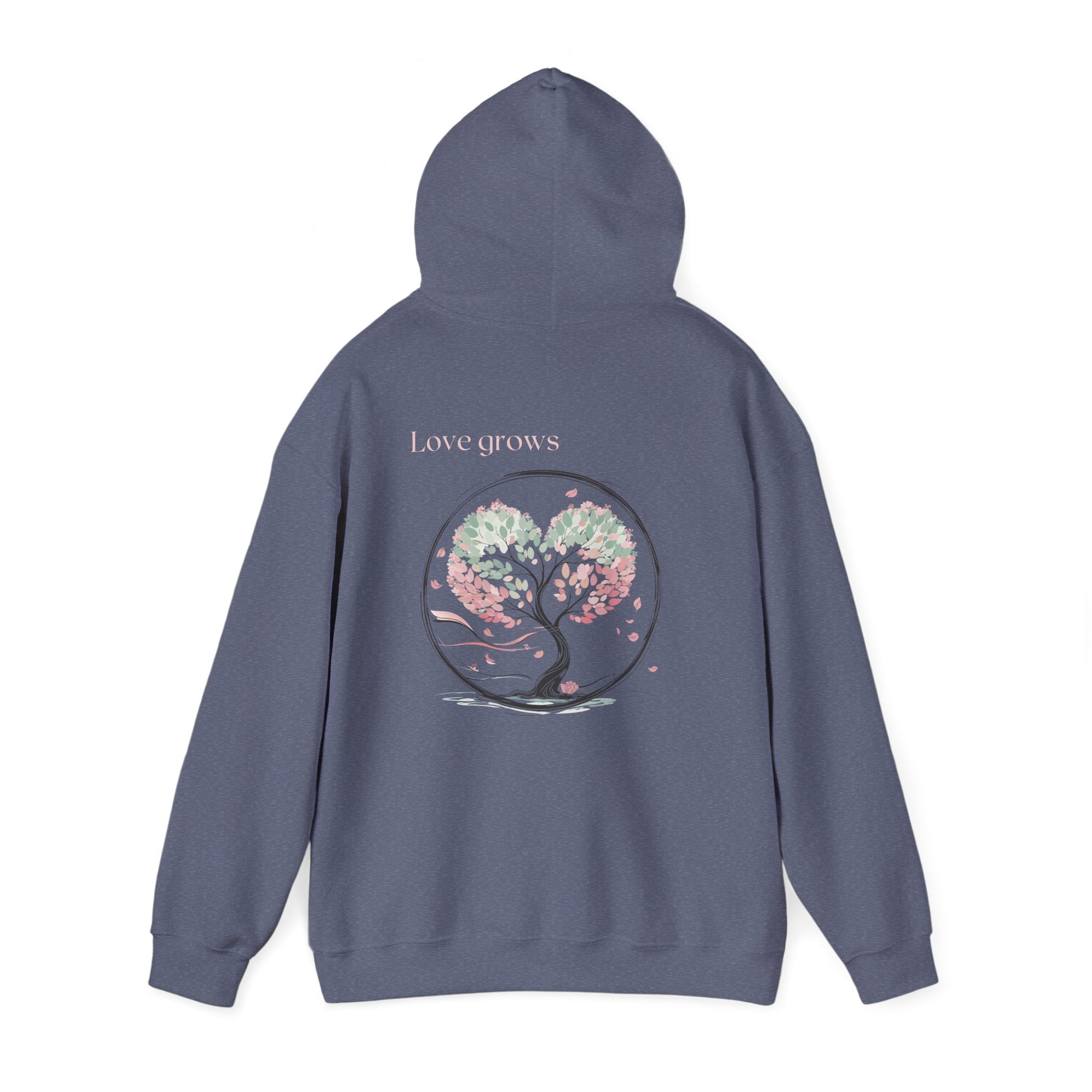 Heather Navy | Love Grows Hoodie, back view 2