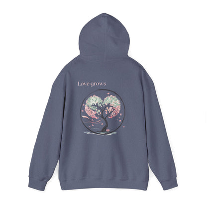 Heather Navy | Love Grows Hoodie, back view 2