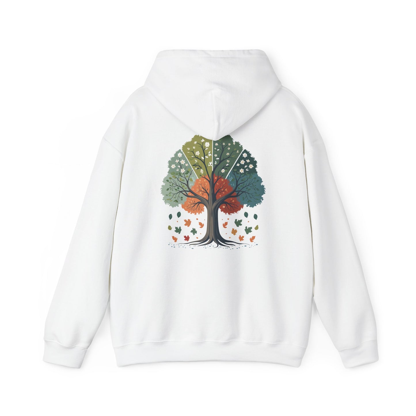 White | Circle of Seasons Hoodie, back design view
