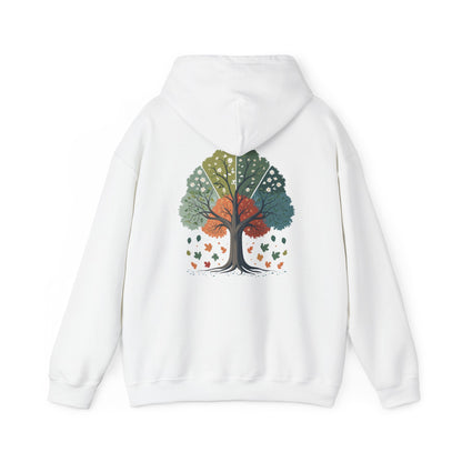 White | Circle of Seasons Hoodie, back design view