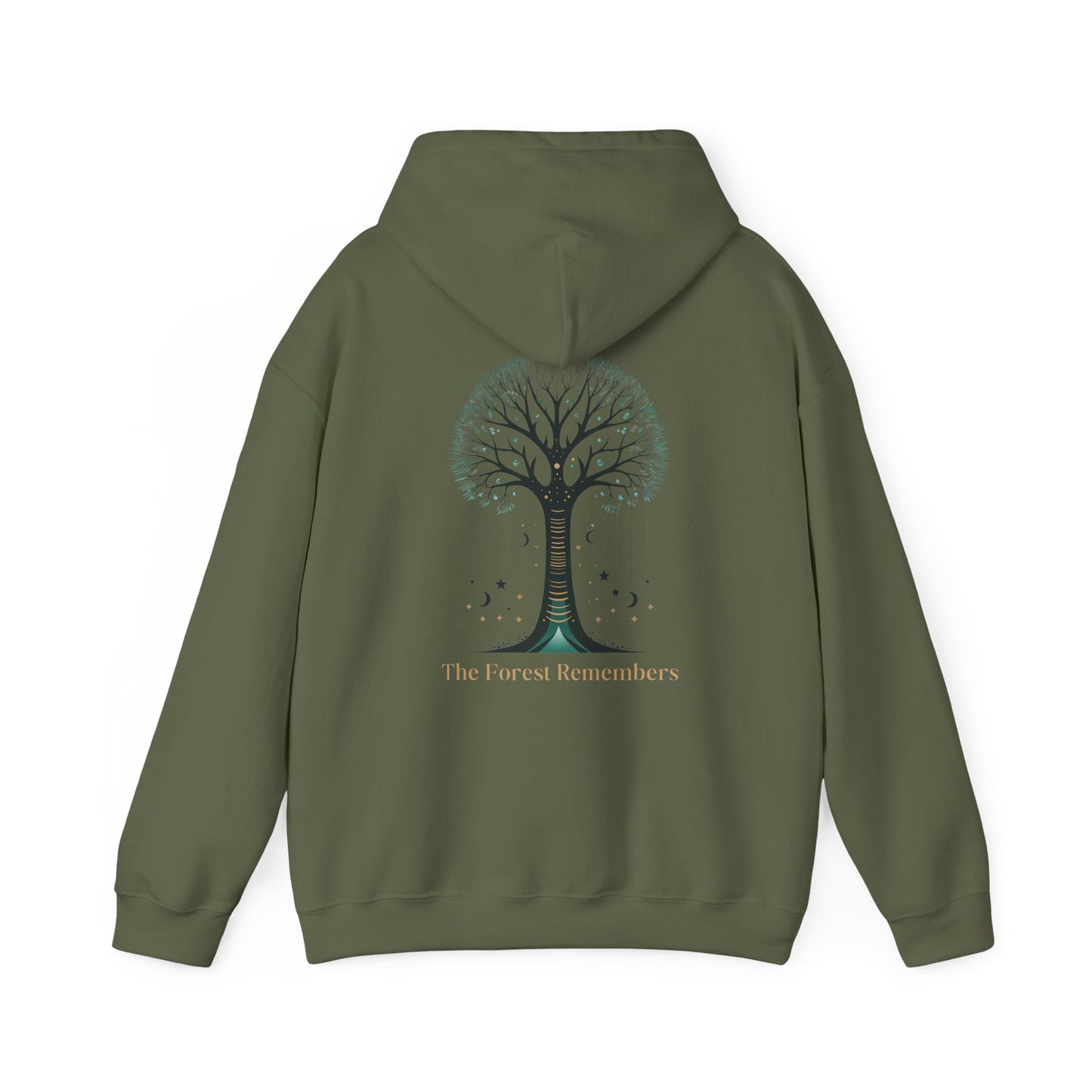 Military Green | The Forest Remembers Hoodie, back design view
