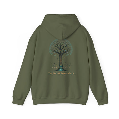 Military Green | The Forest Remembers Hoodie, back design view