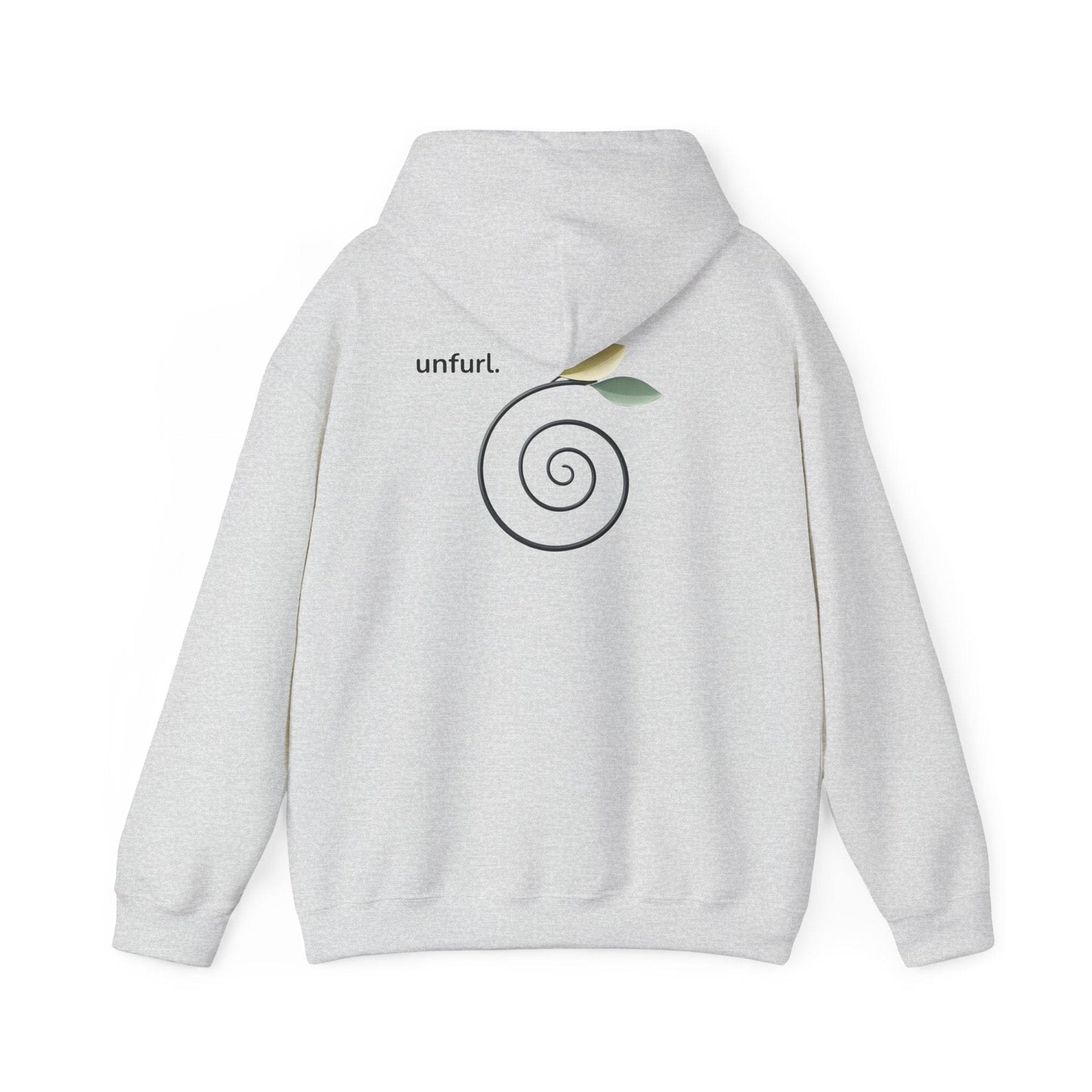 Ash | Unfurl Hoodie, back design view