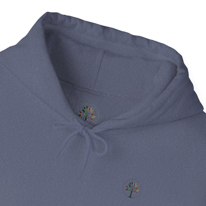 Heather Navy | Divide Hoodie, collar closeup