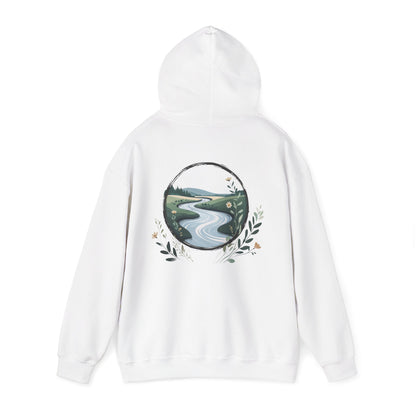 White | River of Grace Hoodie, back view 2