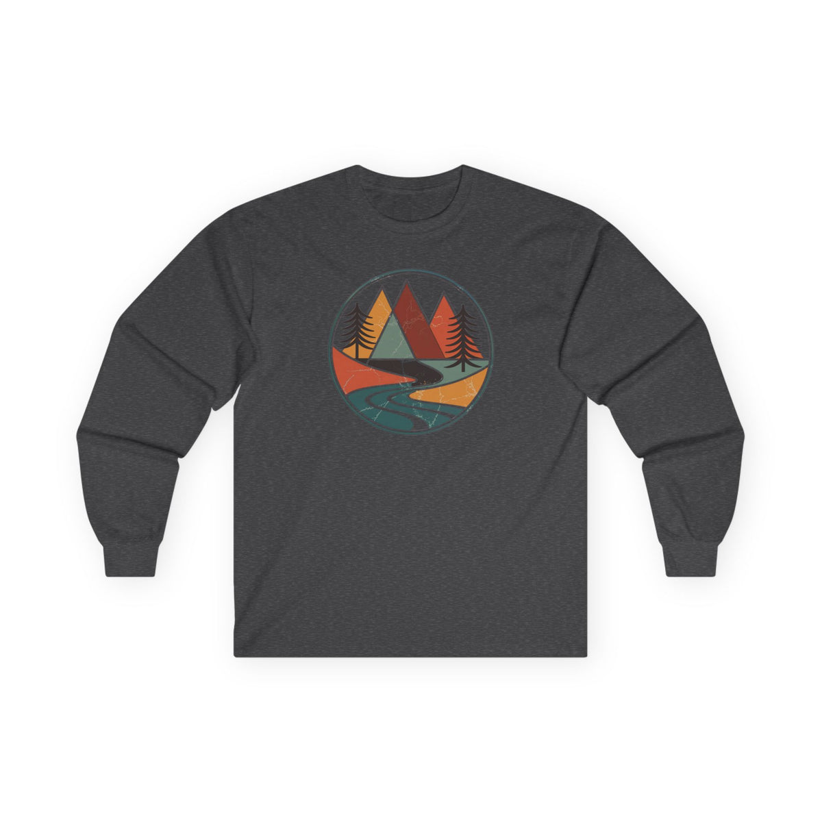 Dark Heather | Retro Horizon Long Sleeve Tee, front view