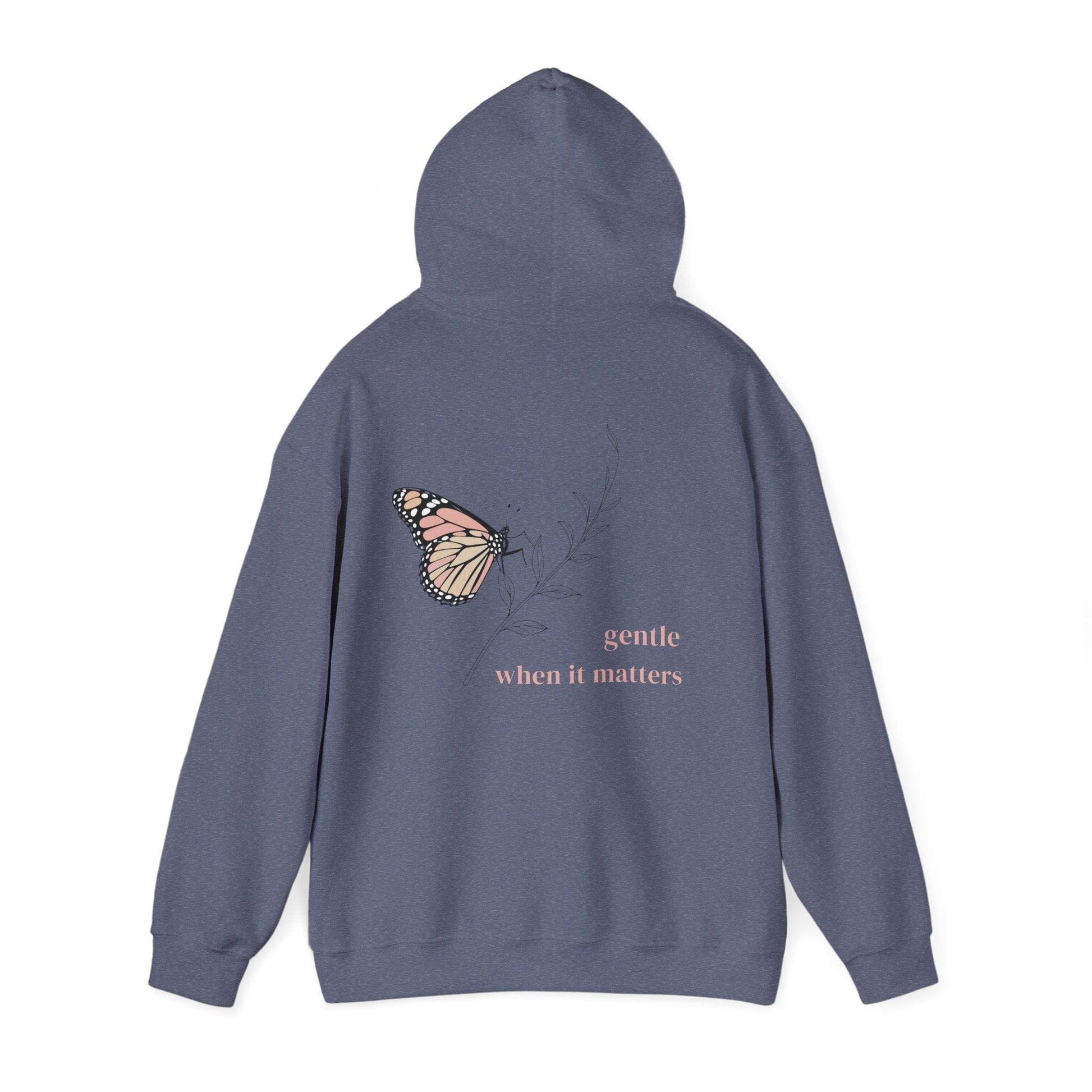 Heather Navy | Gentle When It Matters Hoodie, back view 2
