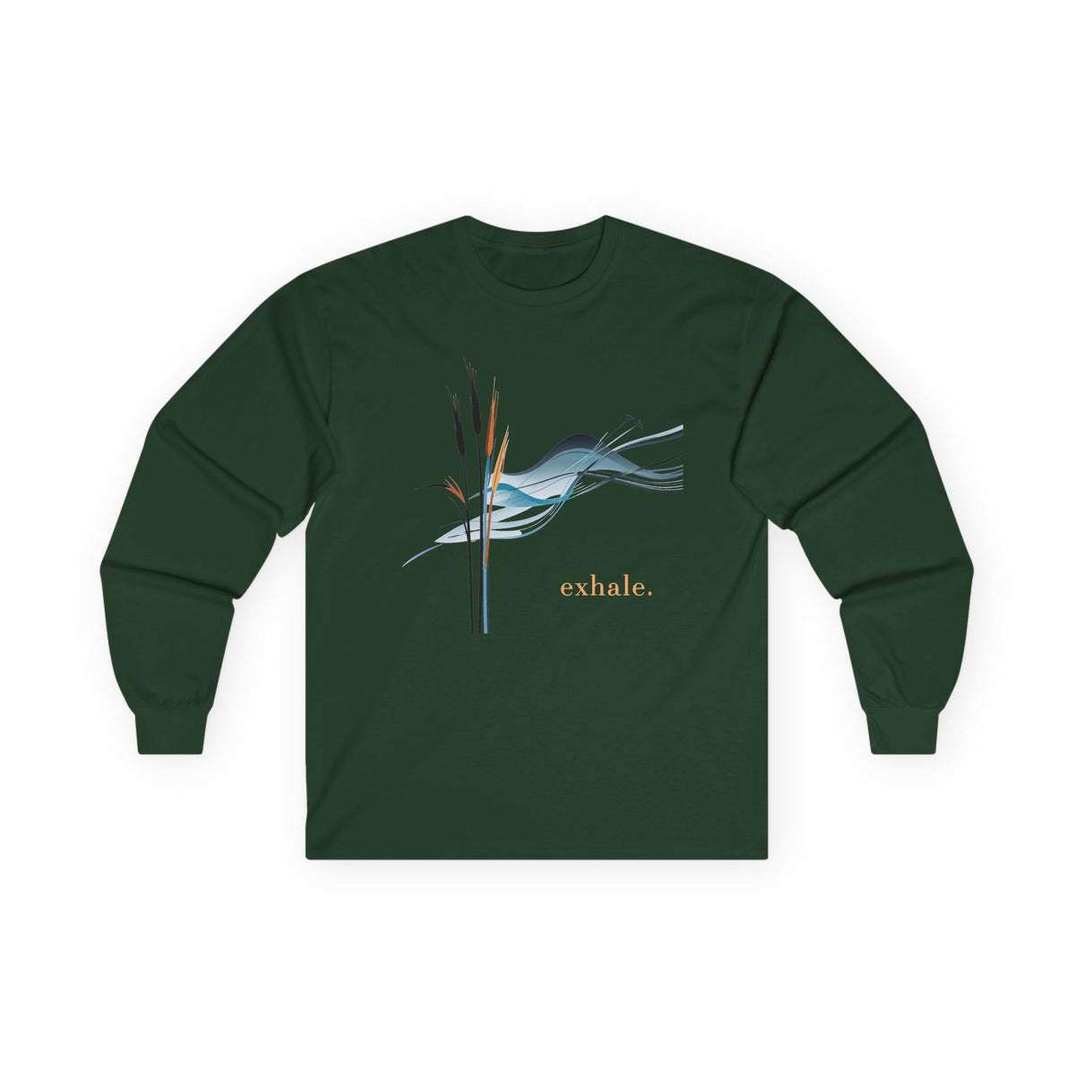 Forest Green | Exhale Long Sleeve Tee, front view