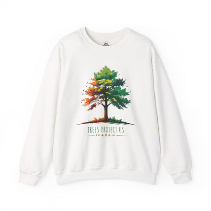 White | Trees Protect US Sweatshirt, front view