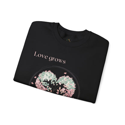Black | Love Grows Sweatshirt, folded view