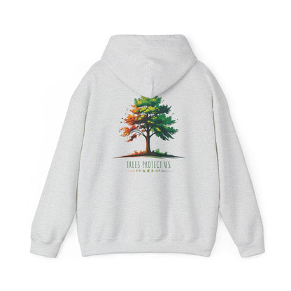 Ash | Trees Protect US Hoodie, back design view