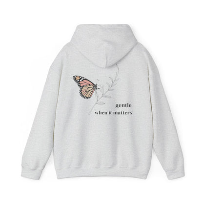 Ash | Gentle When It Matters Hoodie, back design view