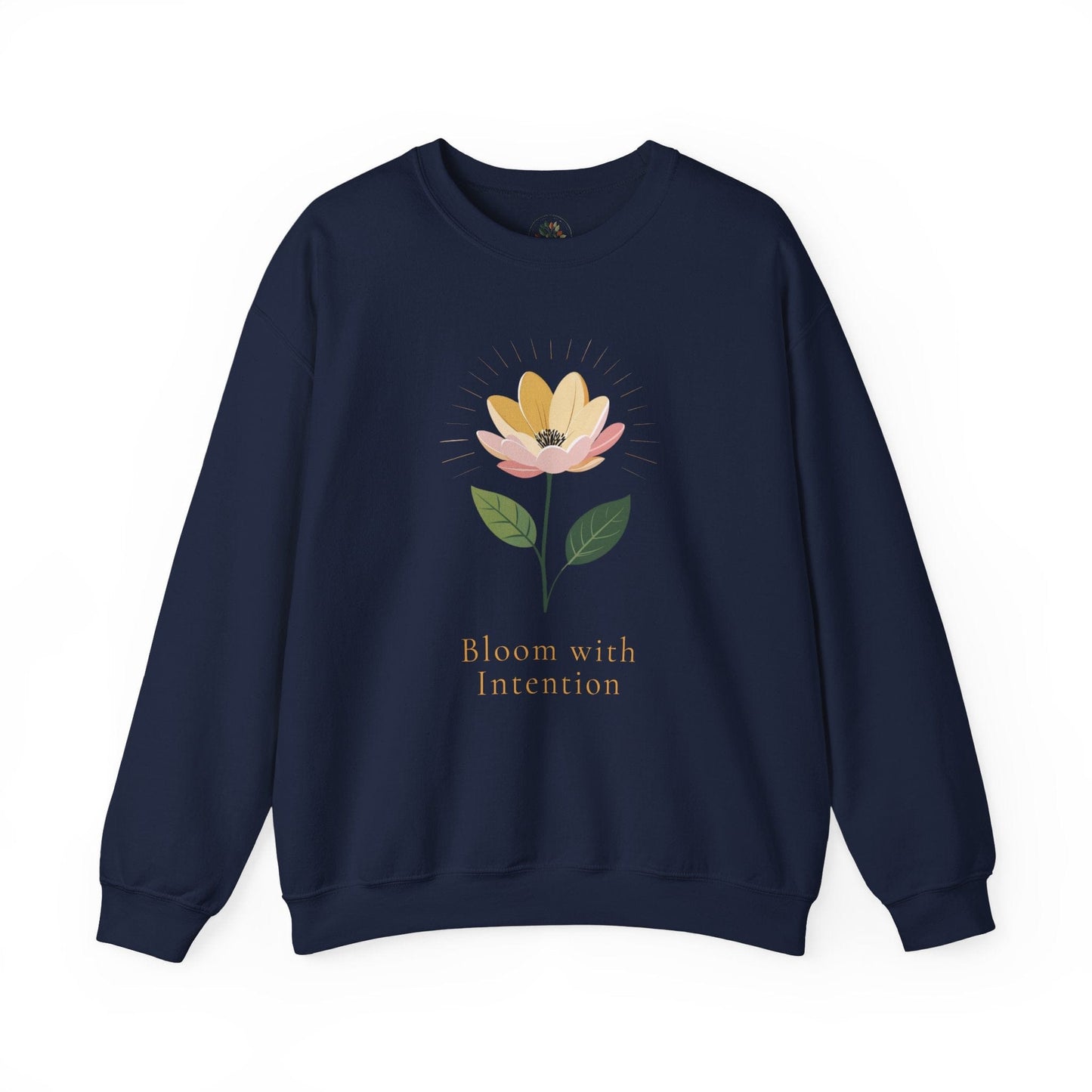 Navy | Bloom with intention Sweatshirt, front view