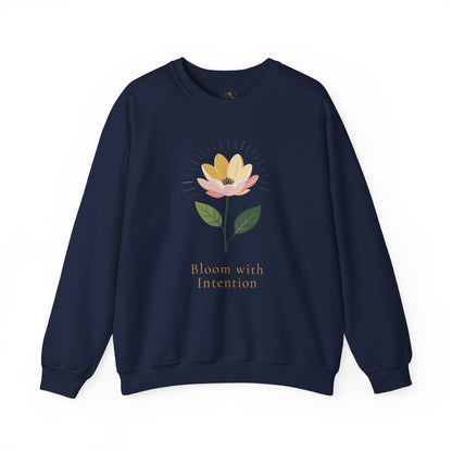 Navy | Bloom with intention Sweatshirt, front view